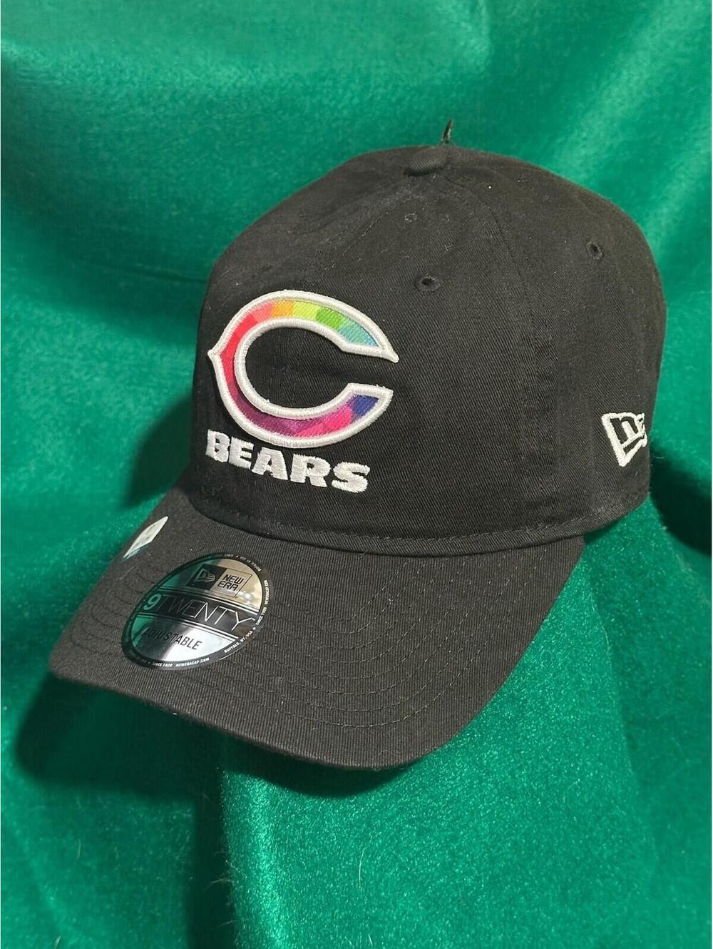 Chicago Bears Multi-Color C Logo Crucial Catch New Era Black 9TWENTY Adjustable